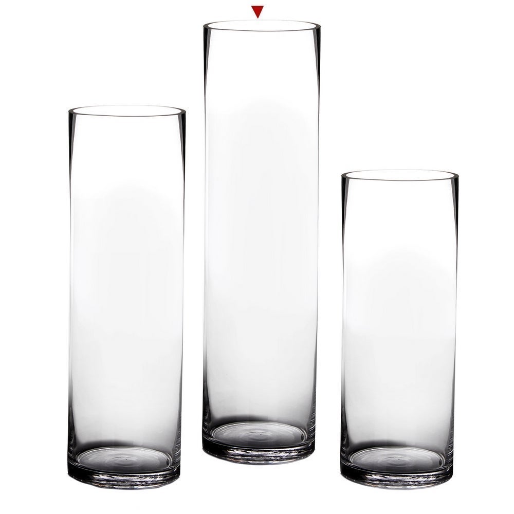 Vaso cilíndrico de vidro transparente decorativo 15x60 cm