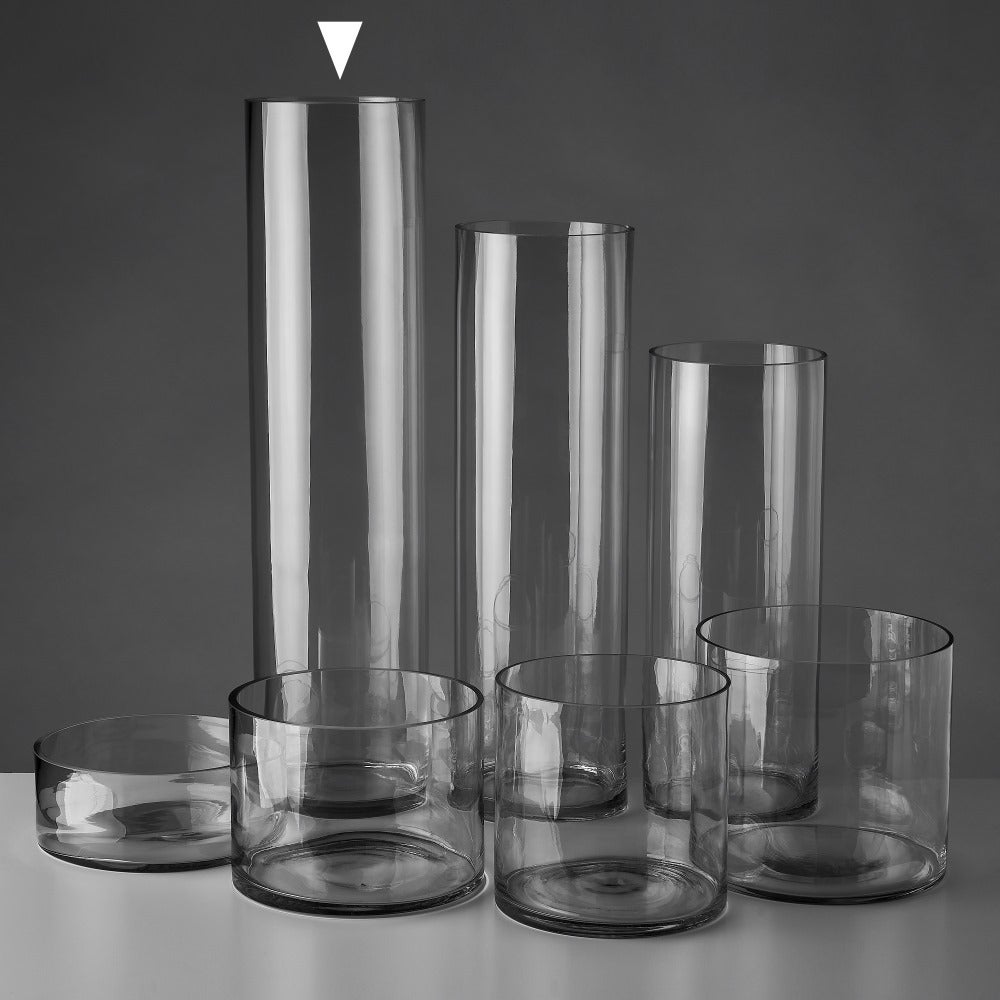 Vaso cilíndrico de vidro transparente decorativo 15x60 cm