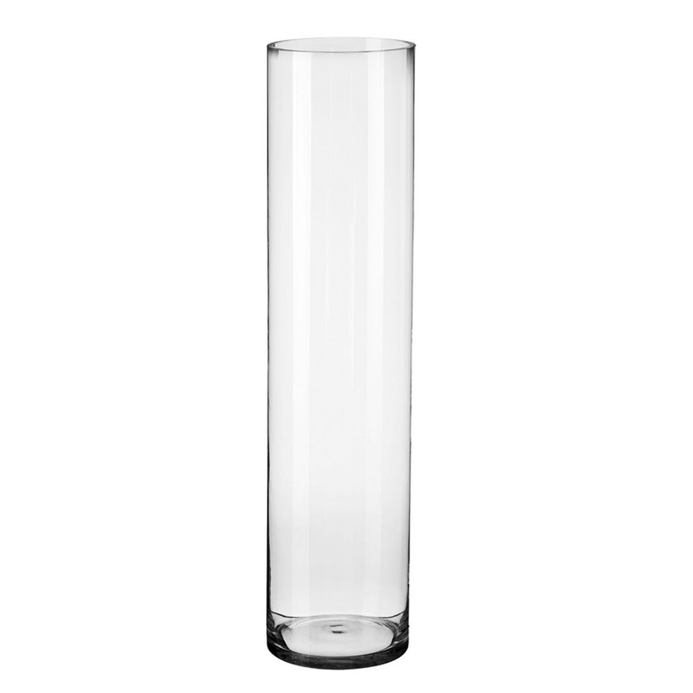 Jarrón decorativo redondo de cristal transparente de Ø 15x90 cm