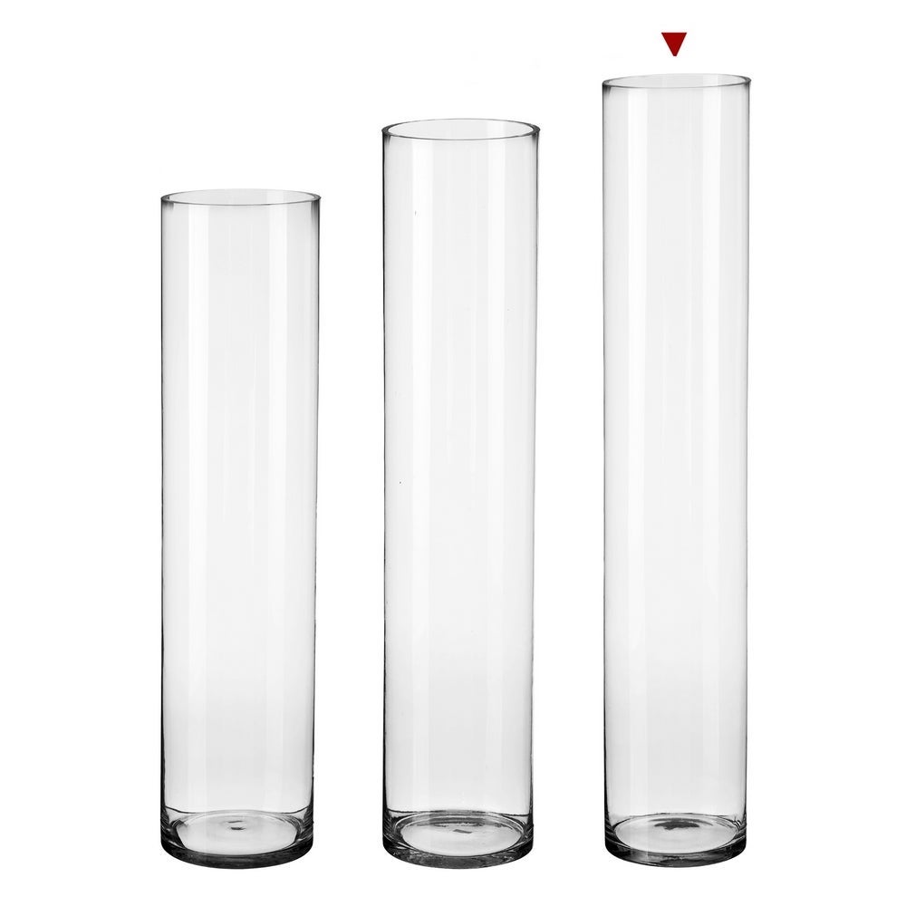 Vaso decorativo redondo de vidro transparente de Ø 15x90 cm