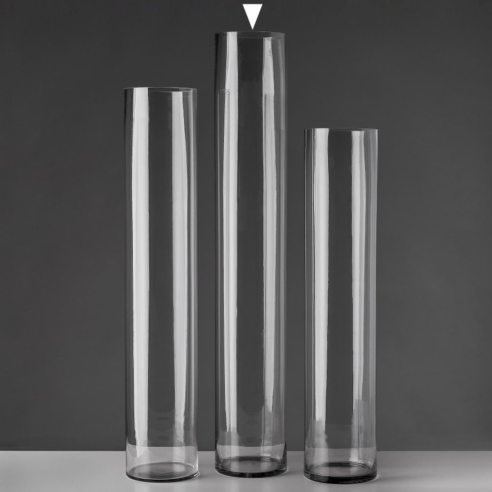 Vaso decorativo redondo de vidro transparente de Ø 15x90 cm