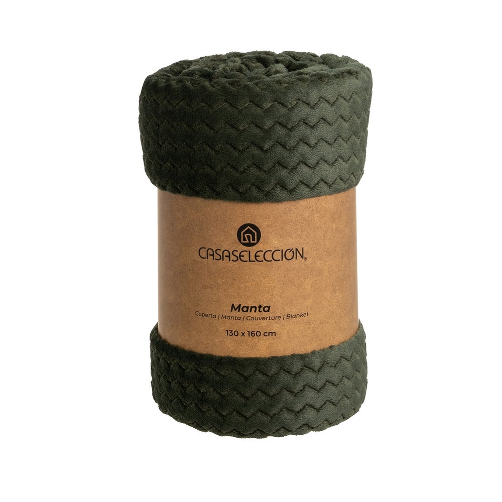 Manta de franela verde para cama y sofá de poliéster de 130x160 cm