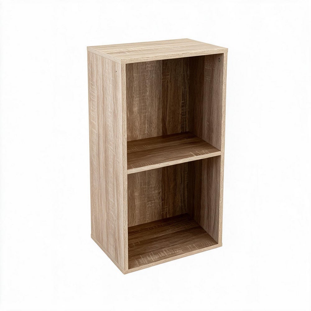 Estantería de 2 cubos de madera color roble de 40x30x80 cm