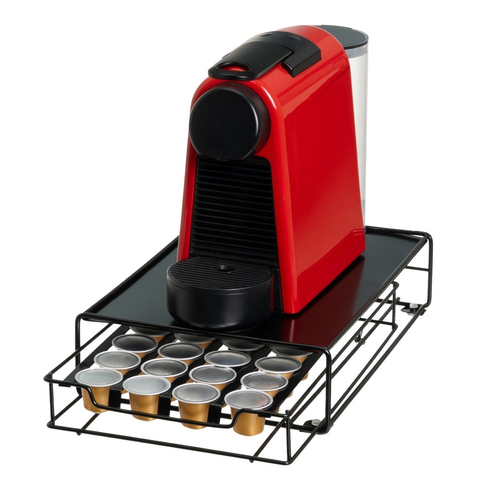 Organizador 32 cápsulas Compatibles con Nespresso® metal negro 21x31x7,5 cm