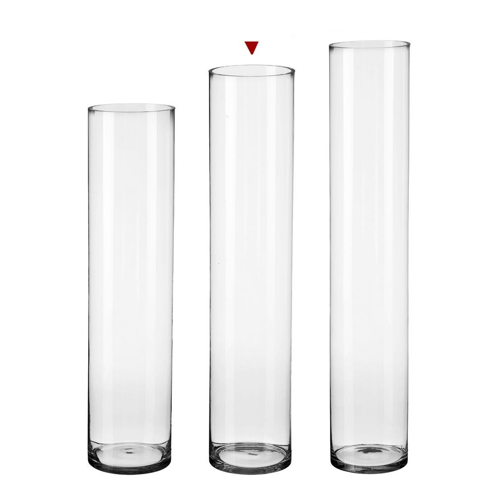 Jarro cilíndrico de vidro transparente decorativo de 15x80 cm