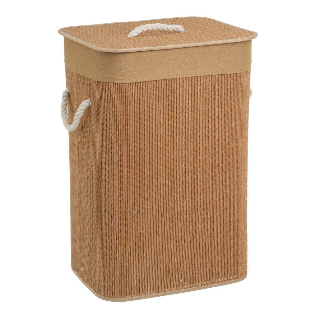 Cesto para ropa sucia plegable con tapa de bambú marrón 70 L 40x30x60 cm