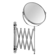 Espelho de maquilhagem extensível prateado de metal 18x68x35 cm com 2 aumentos