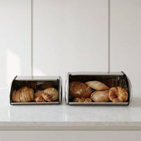 Panera de acero inoxidable plateada de 42x27x18 cm
