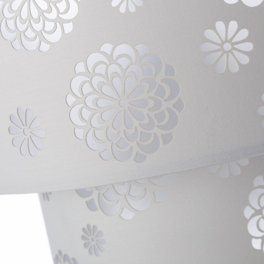 Lámpara de techo moderna blanca con pantalla redonda de tela, 30x22,5 cm