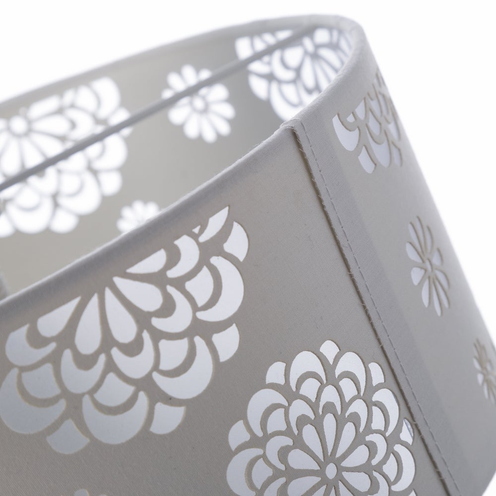 Lámpara de techo moderna blanca con pantalla redonda de tela, 30x22,5 cm