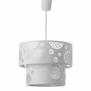 Lámpara de techo moderna blanca con pantalla redonda de tela, 30x22,5 cm