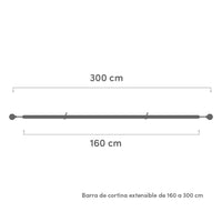 Barra Cortina Extensible Plateada de Acero de 160 a 300 cm